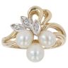 9ct Yellow Gold 0.03ct Diamond and Pearl Fancy Ring
