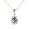 9ct Yellow Gold Cubic Zirconia and Mystic Topaz Cluster Pendant and Chain 18"