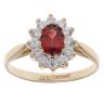 9ct Yellow Gold Garnet And Cubic Zirconia Cluster Ring