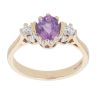 9ct Yellow Gold Cubic Zirconia and Amethyst Dress Ring