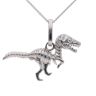 Silver T-Rex Skeleton Pendant and Curb Chain 18" by Icesia