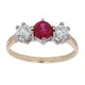 14ct Yellow Gold Created Ruby And Cubic Zirconia Ring