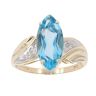 9ct Yellow Gold Blue Topaz and 0.05ct Diamond Ring