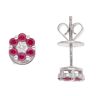 18ct White Gold 0.14ct Diamond And Ruby Stud Earrings