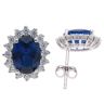 Silver Cubic Zirconia Blue Cluster Earrings by Icesia