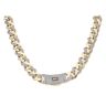 14ct Yellow Gold Monaco Curb Classic Alternate Cubic Zirconia Pave, Pave Lock Chain 24"
