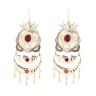 14ct Yellow Gold Red Gemstone Drop Earrings