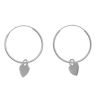 Silver Heart Drop Hoop Earrings by Icesia
