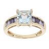 9ct Yellow Gold Aquamarine And Amethyst Dress Ring