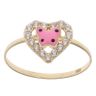 14ct Yellow Gold Cubic Zirconia Heart and Pink Enamel Butterfly Dress Ring