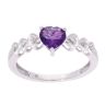 9ct White Gold Amethyst and Diamond Heart Dress Ring