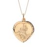 18ct Yellow Gold on Sterling Silver Diamond Cut Heart St Christopher Pendant Necklace