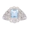Platinum Aquamarine and 0.45ct Diamond Ring