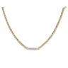 14ct Yellow and White Gold Cubic Zirconia Byzantine Bar Chain 22"