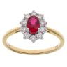 18ct Yellow Gold 0.40ct Diamond And Ruby Cluster Ring