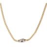 14ct Yellow Gold Monaco Cube Pave Lock Chain 28"