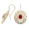 14ct Yellow Gold Red Gemstone Fancy Drop Earrings