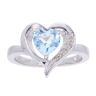 9ct White Gold Blue Topaz and Diamond Heart Ring