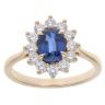 Lab Grown 9ct Yellow Gold 0.75ct Brilliant Cut Diamond And Created Sapphire Cluster Ring
