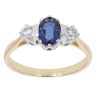 9ct Yellow Gold Cubic Zirconia and Blue Gem Three Stone Ring