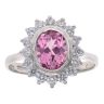 9ct White Gold Pink And Colourless Cubic Zirconia Cluster Ring