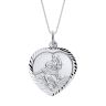 Sterling Silver Diamond Cut Heart St Christopher Pendant Necklace