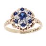 9ct Yellow Gold Created Sapphire And Cubic Zirconia Cluster Ring