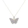 9ct Yellow Gold 0.75ct Brilliant And Baguette Cut Diamond Butterfly Pendant And Chain 18"