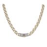 14ct Yellow Gold Monaco Curb Alternate Cubic Zirconia Pave Lock Chain 24"