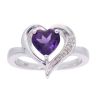 9ct White Gold Amethyst and Diamond Heart Ring