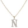 9ct Yellow Gold Cubic Zirconia Initial 'N' Pendant and Chain 24"
