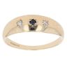 9ct Yellow Gold Cubic Zirconia and Sapphire Three Stone Ring