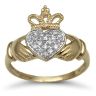 9 Carat Yellow Gold 0.10pts Diamond Claddagh Ring