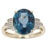 9ct Yellow Gold 0.10ct Diamond and Blue Topaz Ring