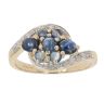 9ct Yellow Gold 0.04ct Diamond and Sapphire Twist Cluster Ring