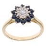 18ct Yellow Gold 0.10ct Diamond And Sapphire Cluster Ring