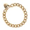 9ct Yellow Gold Heart Lock Charm Bracelet 7"