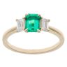 Lab Grown 9ct Yellow Gold 0.50ct Baguette Cut Diamond And Created Emerald Ring
