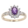 9ct Yellow Gold Amethyst And Cubic Zirconia Cluster Ring