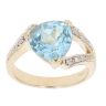 9ct Yellow Gold 0.10ct Diamond And Blue Topaz Dress Ring