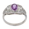Platinum 1.15ct Pink Sapphire and 0.55ct Diamond Vintage Inspired Ring