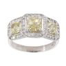 Platinum Princess And Brilliant Cut 3.00ct Yellow And White Diamond Cluster Ring