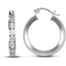 9ct White Gold Channel Set Cubic Zirconia Hoop Earrings