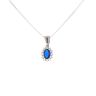 Silver Blue Gemstone And Cubic Zirconia Cluster Pendant And Chain 16" By Icesia