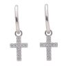 Silver Cubic Zirconia Cross Hoop Earrings by Icesia