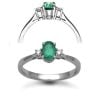 18 Carat White Gold D-8pt Emerald-50pt 3 Stone Ring