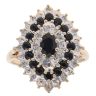 9ct Yellow Gold 0.10ct Diamond And Sapphire Cluster Ring