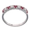 9ct White Gold Ruby and 0.08ct Diamond Half Eternity Ring