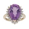 9ct Yellow Gold 0.10ct Diamond And Amethyst Cluster Ring