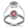 9 Carat White Gold 0.12pts Diamond & Ruby Ring